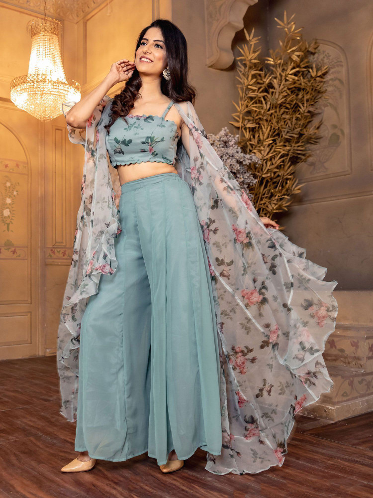 Crop top and on sale palazzo set ethnic