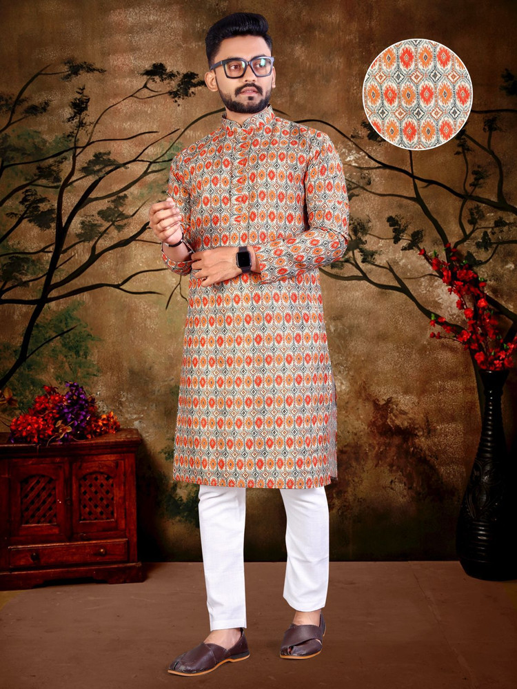 Men's linen kurta pyjama clearance