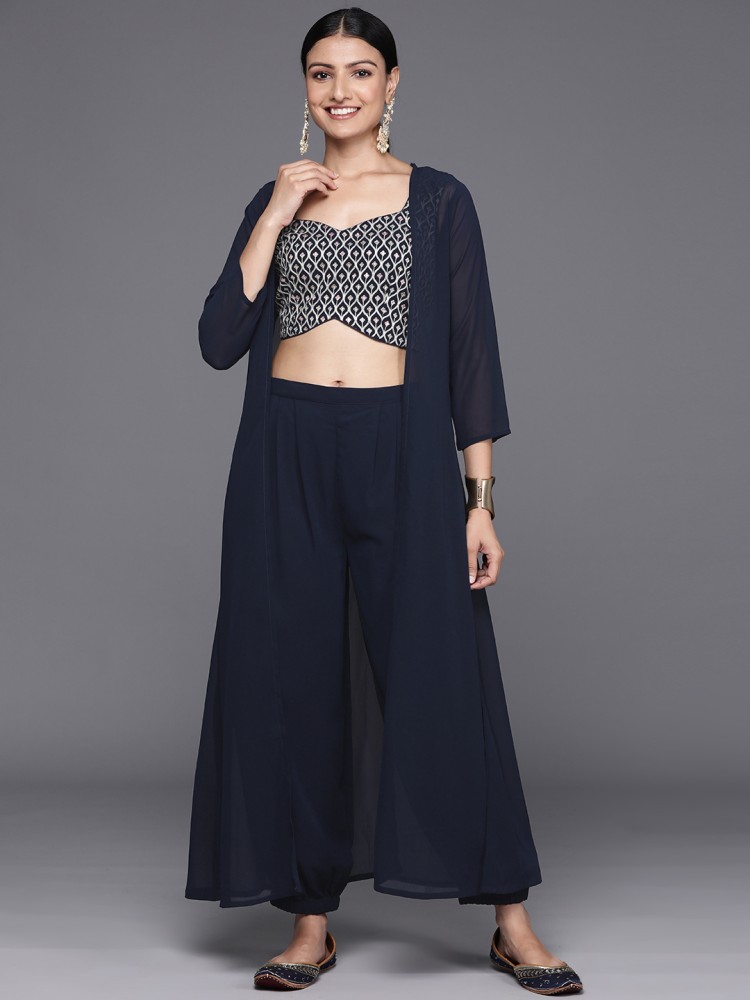 Dhoti pants with crop top and jacket buy outlet online