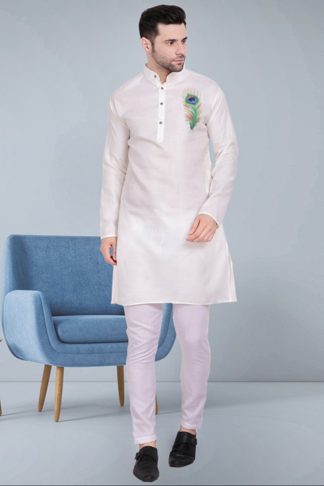 Devnaagri  Ivory Kurta In Cotton Silk Blend Set