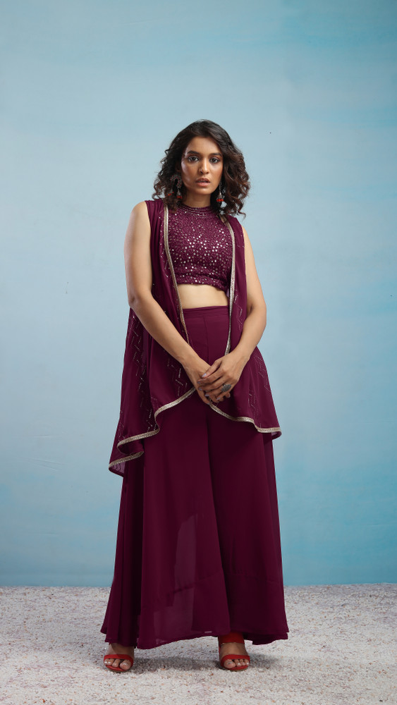 SANCIA Women Crop Top Palazzo Ethnic Jacket Set Buy SANCIA Women Crop Top Palazzo Ethnic Jacket Set Online at Best Prices in India Flipkart