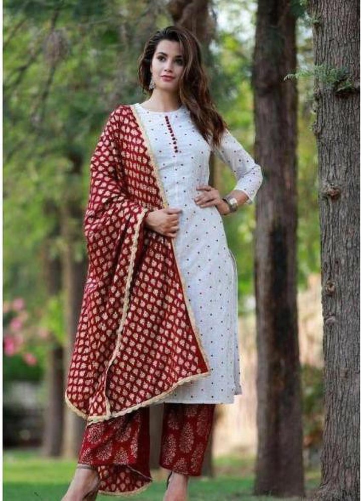 SHIN HIGH women printed embroidery kurta and palazzo set latest design for  partywedding office and casual wear cotton