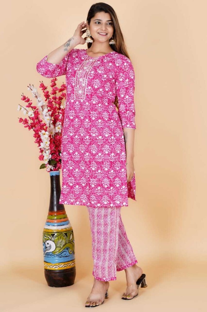 Buy FITS FAB-Ladies Fancy Kurti, Womens & Girls Printed Kurti Ladies Kurti  Pant Set, Size (L) Multicolour at
