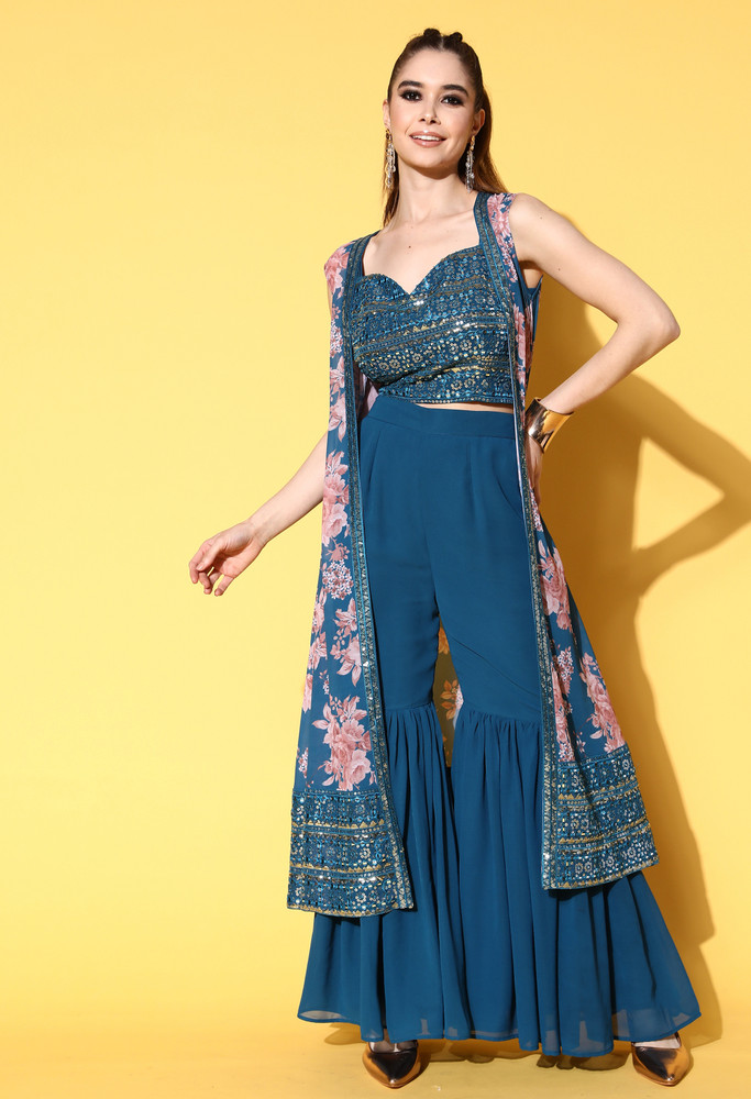 crop top sharara with shrug