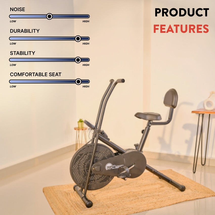 RPM Fitness by Cultsport RPM1001 Airbike with Back Seat 100 Kg Max Weight Support For Home Gym Workout Upright Stationary Exercise Bike