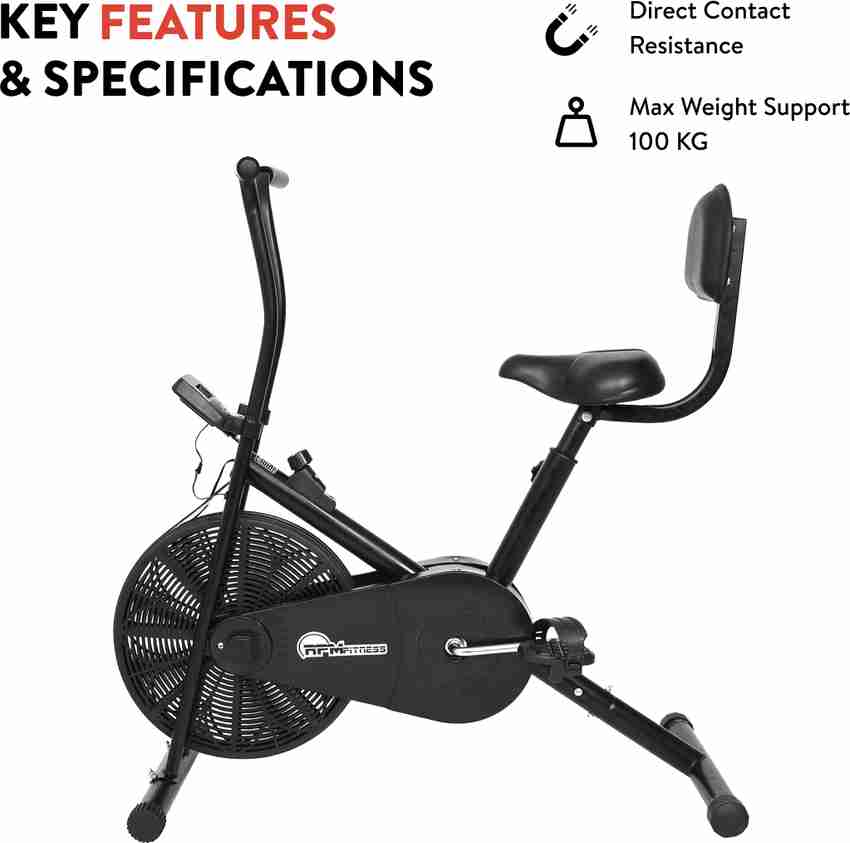 RPM Fitness by Cultsport RPM1001 Airbike with Back Seat 100 Kg Max Weight Support For Home Gym Workout Upright Stationary Exercise Bike