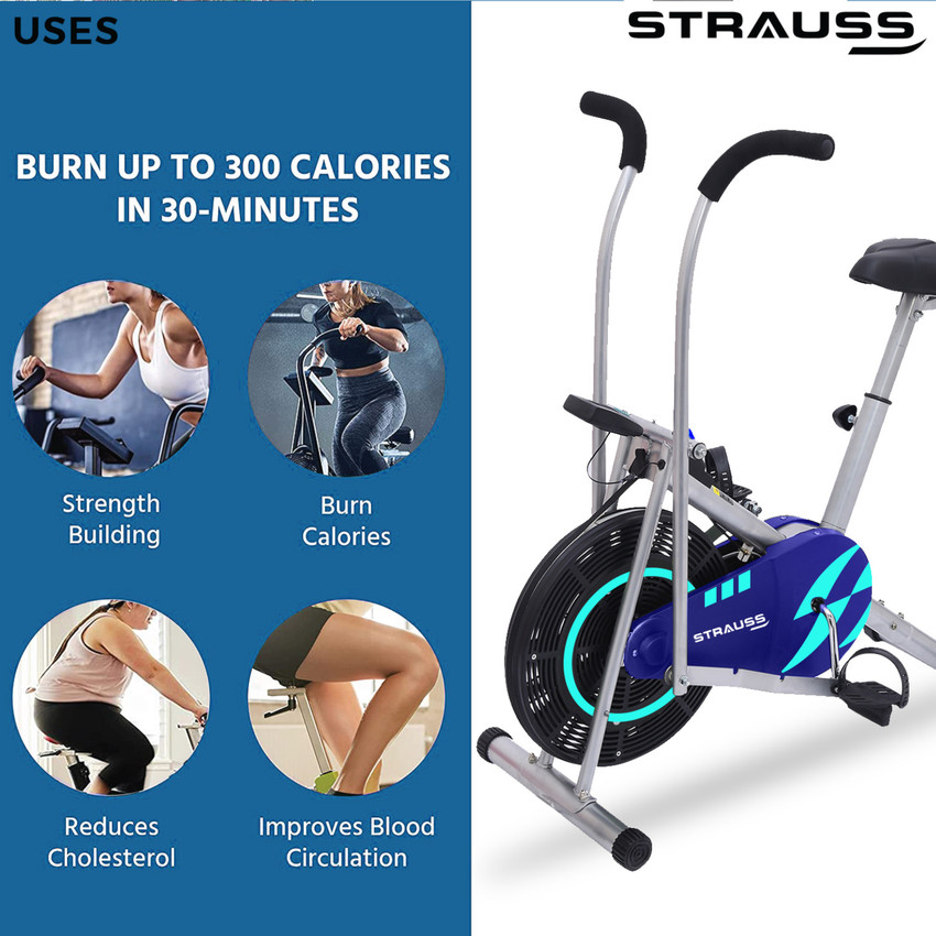 Strauss StayFit BS Exercise Bike with Back Support Dual Action Stationary Exercise Bike