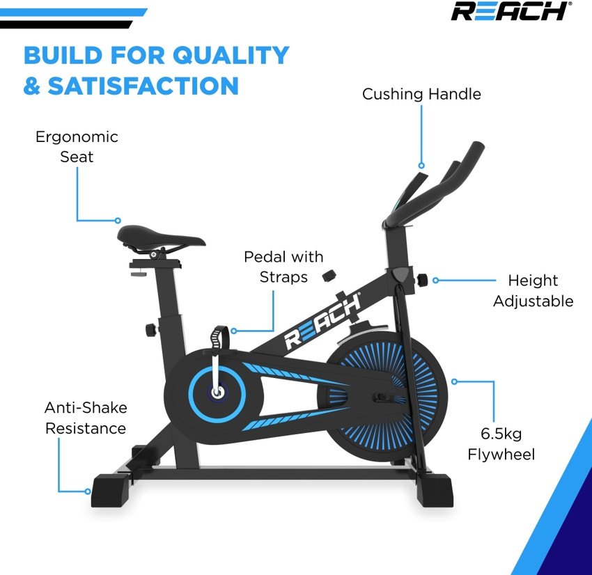 Reach Apollo Spin Bike 6.5 Kg Flywheel Adjustable Resistance LCD Monitor Upright Stationary Exercise Bike