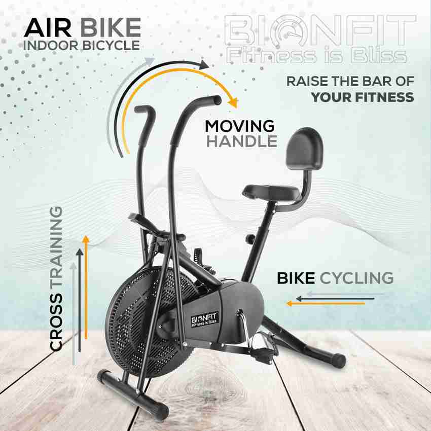 Stationary bike with hotsell moving handles