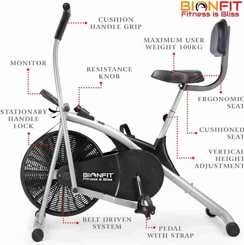 BIONFIT Air Bike Fitness Exercise Cycle For Home Gym Curved Moving with Back Support Dual Action Stationary Exercise Bike Buy BIONFIT Air Bike Fitness Exercise Cycle For Home Gym Curved