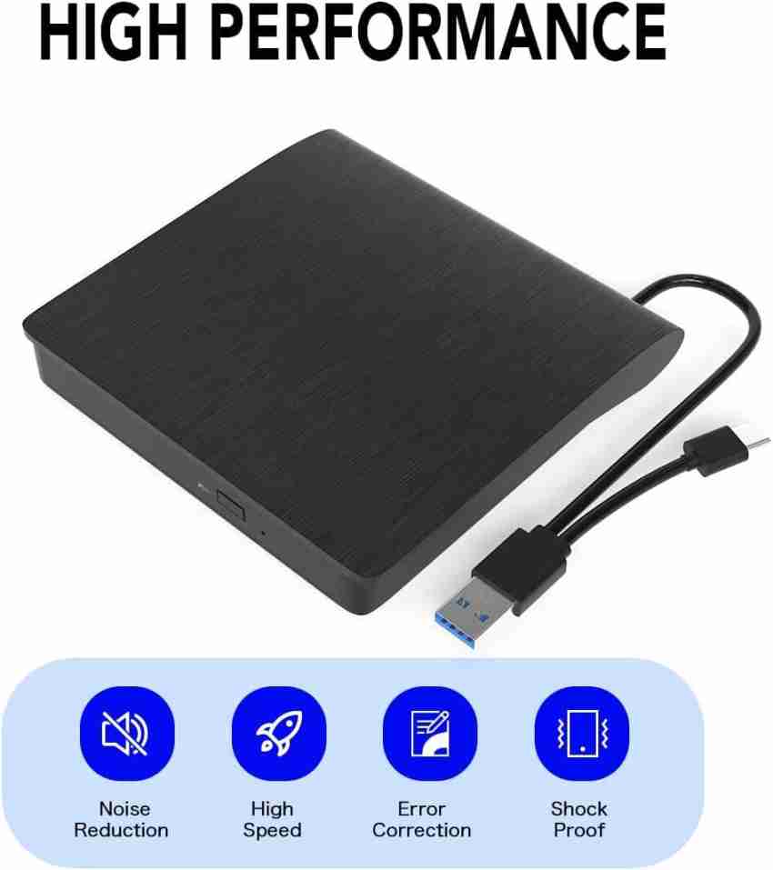 microware External USB & Type C CD DVD Drive USB 3.0 & Type C Dual Port  Portable Slim External DVD Writer - microware 