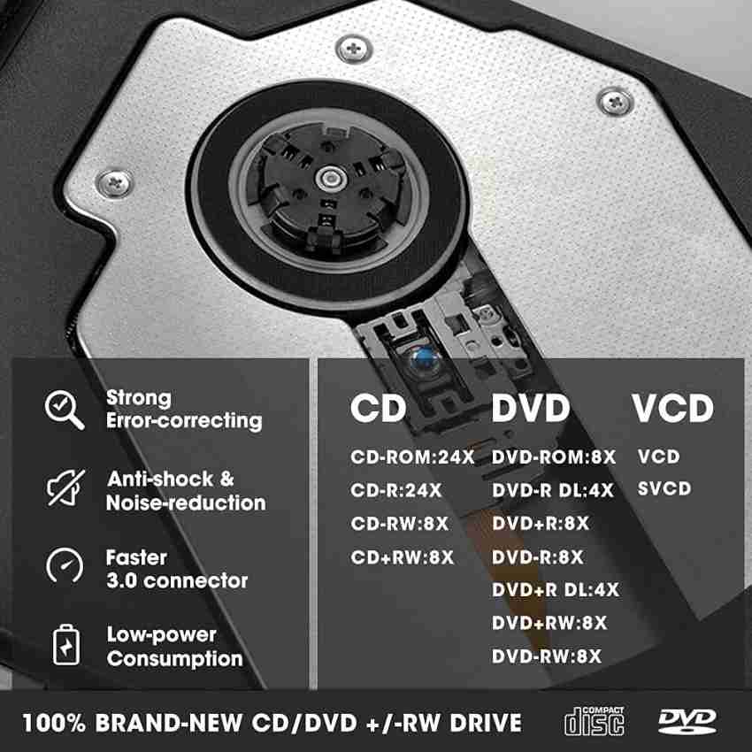 Jihaan External DVD Drive, USB 3.0 Portable Type-C CD DVD +/-RW Drive/DVD  Optical Drive External DVD Writer - Jihaan 