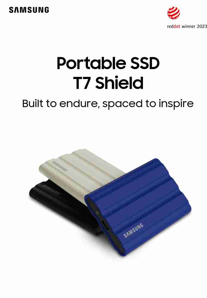 SAMSUNG T7 Shield 2TB USB 3.2 Gen 2 External Solid State Drive MU-PE2T0R/AM  (Blue) 