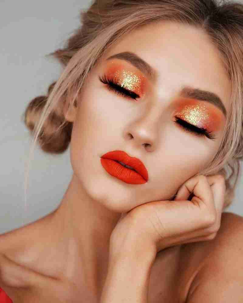 Orange glitter store eye makeup