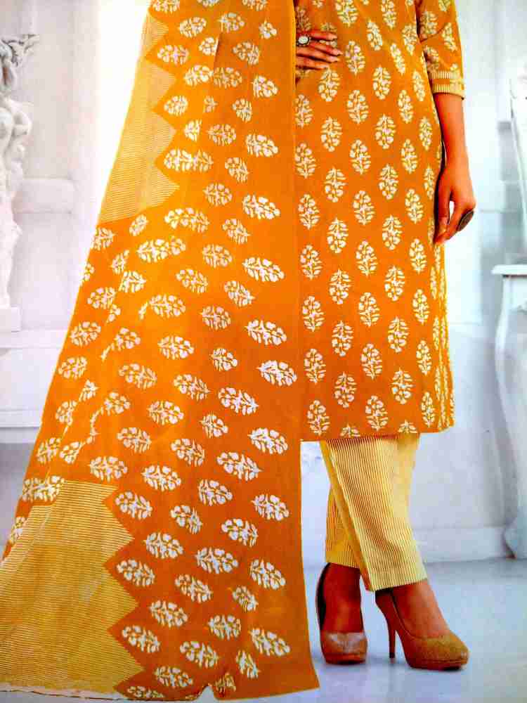 Printed Orange MFC Cotton Churidar Dress Material, For Clothing at Rs  290/piece in Jetpur