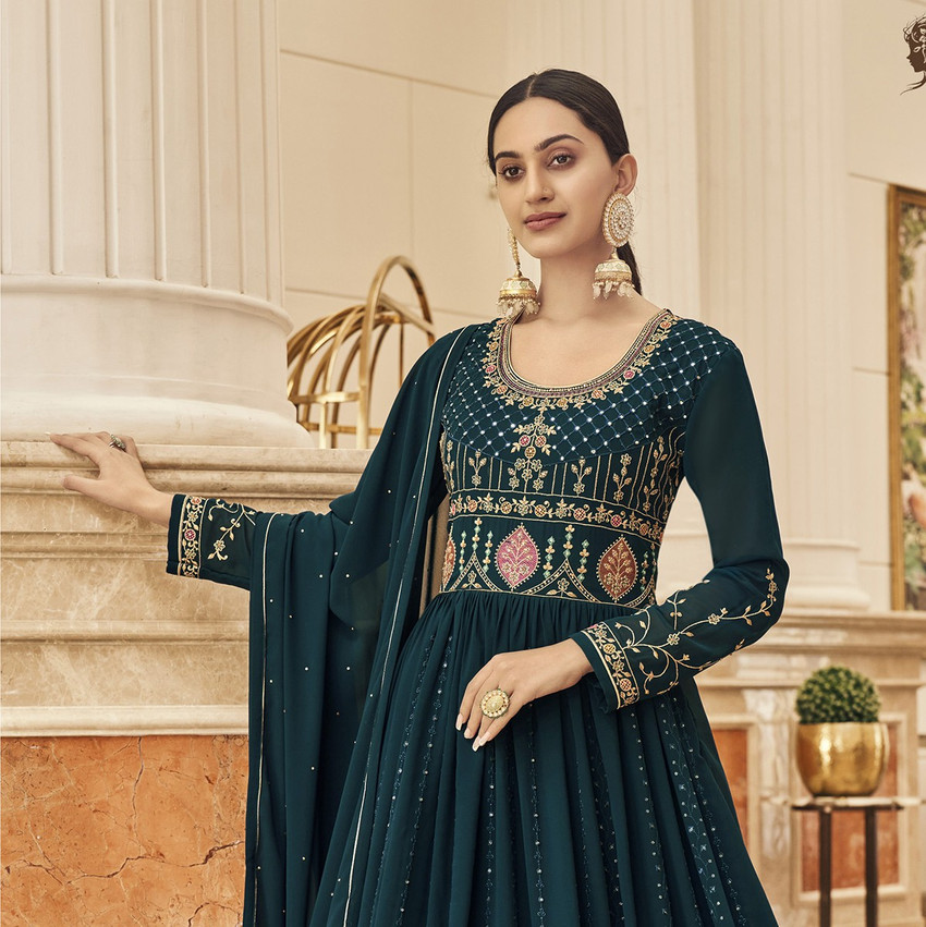 IYALAFAB Georgette Embroidered Gown Anarkali Kurta Bottom