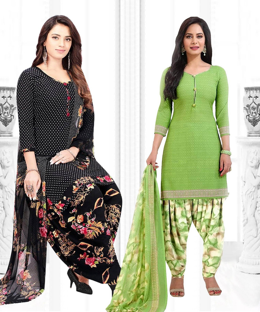 Priyashi Crepe Solid Printed Geometric Print Salwar Suit