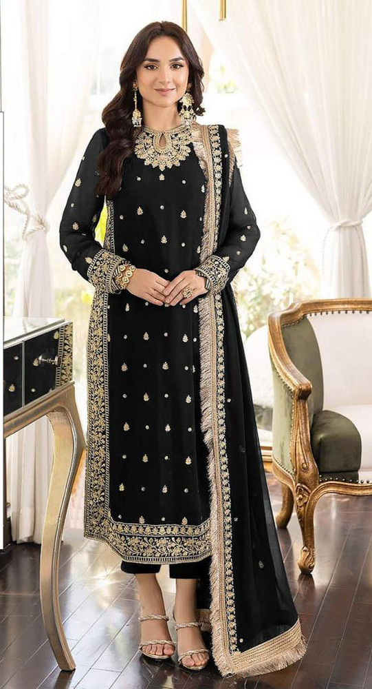 Black salwar suit material shop