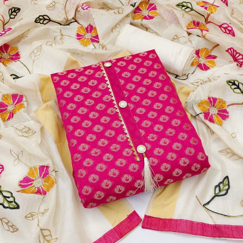 Buy Rani Pink Embroidered Georgette Salwar Suit Online At Zeel Clothing