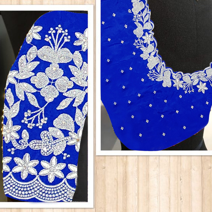 silver thread maggam work blouse