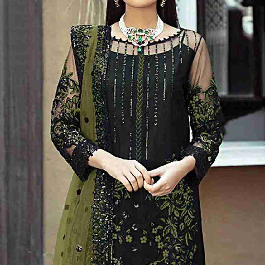 JATRIQQ Georgette Embroidered Salwar Suit Material Price in India
