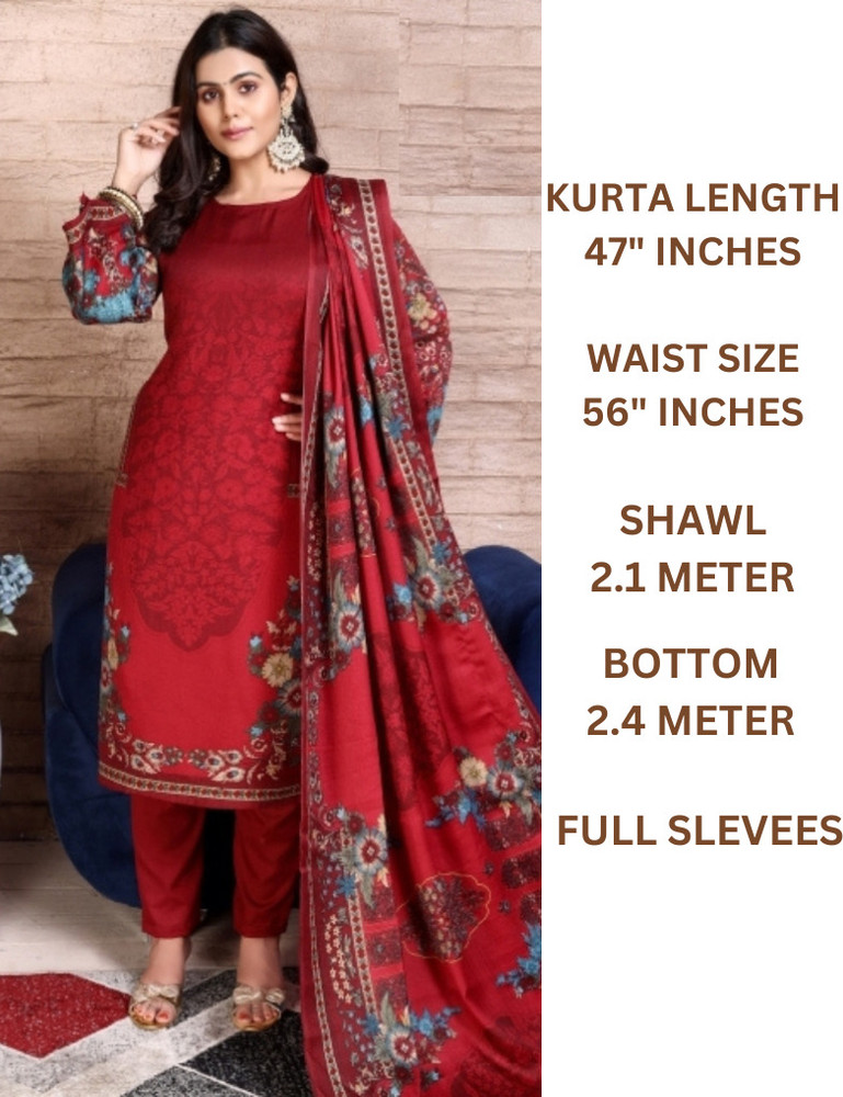 PRIYA FASHION TRENDS Wool Floral Print Kurta Churidar Material