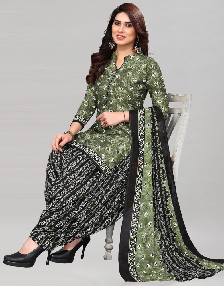 Samah Cotton Blend Floral Print Printed Geometric Print Salwar Suit Material