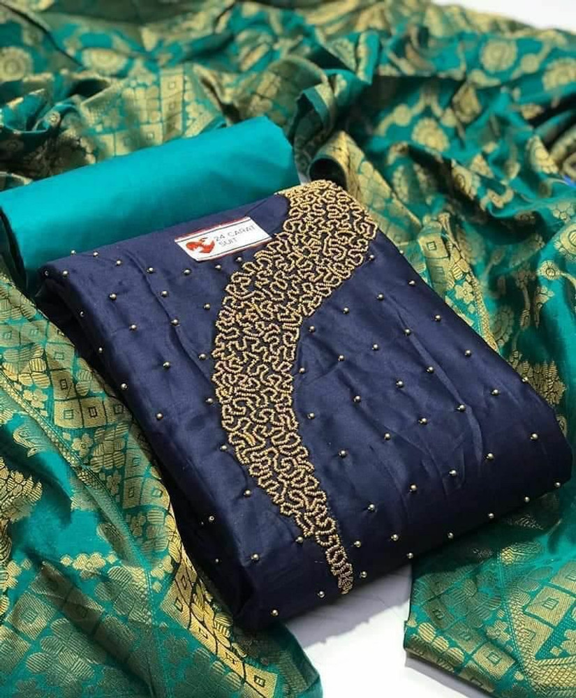 RAMAZZ Cotton Silk Embroidered Salwar Suit Material Price in India Buy RAMAZZ Cotton Silk Embroidered Salwar Suit Material online at Flipkart