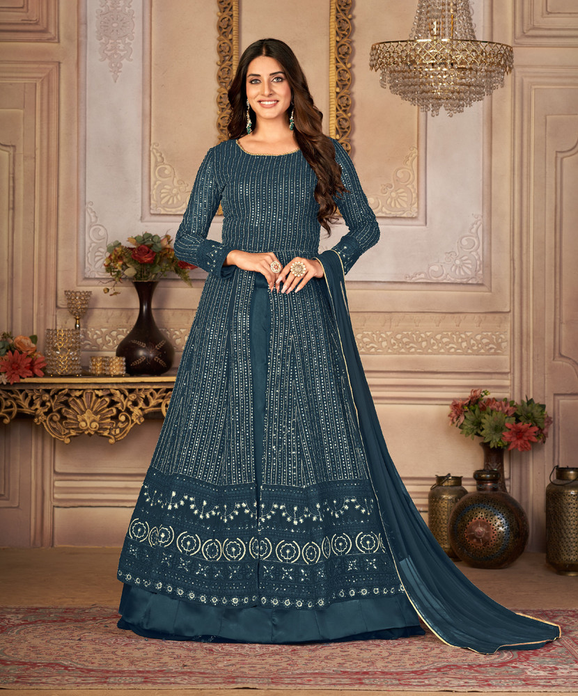 SO SHOW COLLECTION Georgette Embroidered Gown Anarkali Kurta Bottom Material Price in India Buy SO SHOW COLLECTION Georgette Embroidered Gown Anarkali Kurta Bottom Material online at Flipkart
