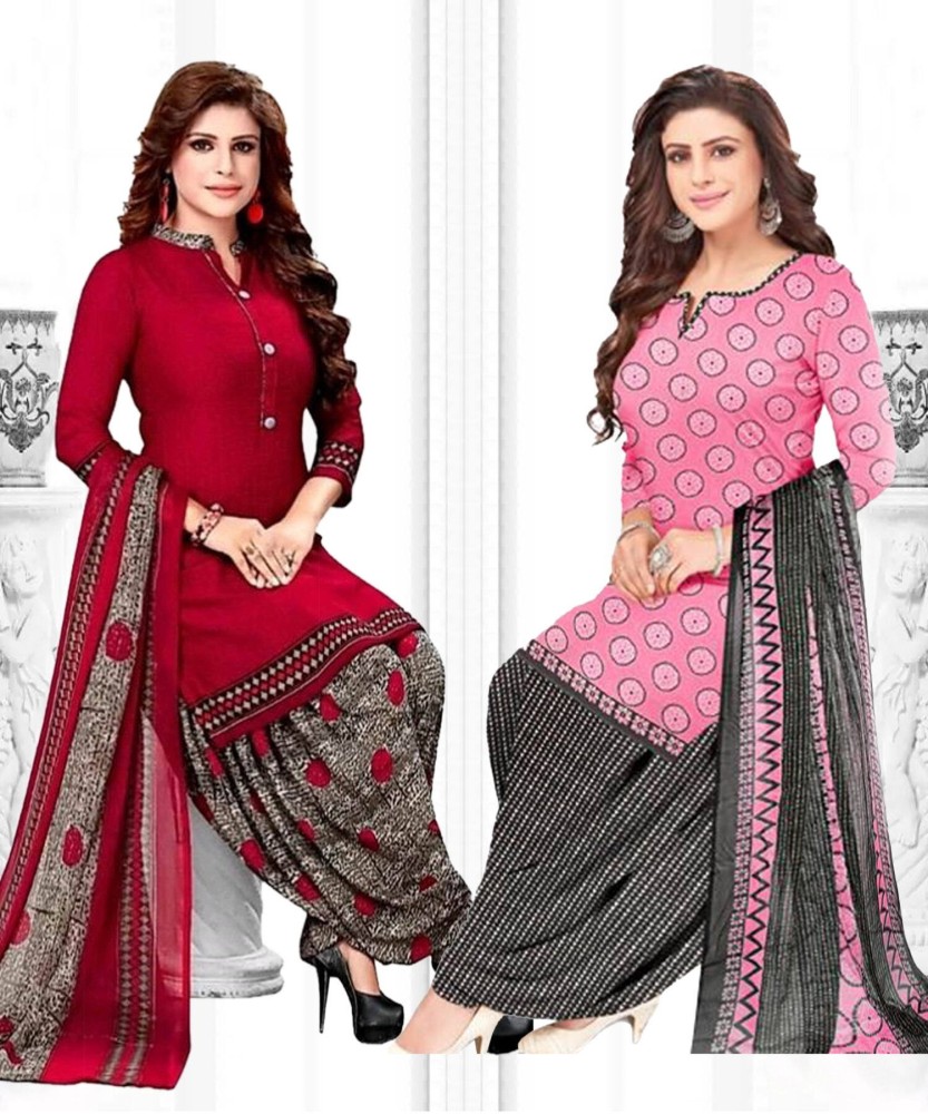 yashika Crepe Polka Print Salwar Suit Material Price in India