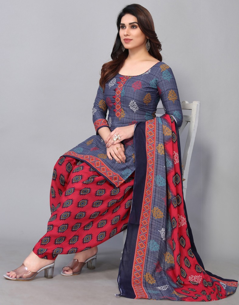 Buy Daily wear Grey Printed Slub Cotton Dress Material Online From Surat  Wholesale Shop.