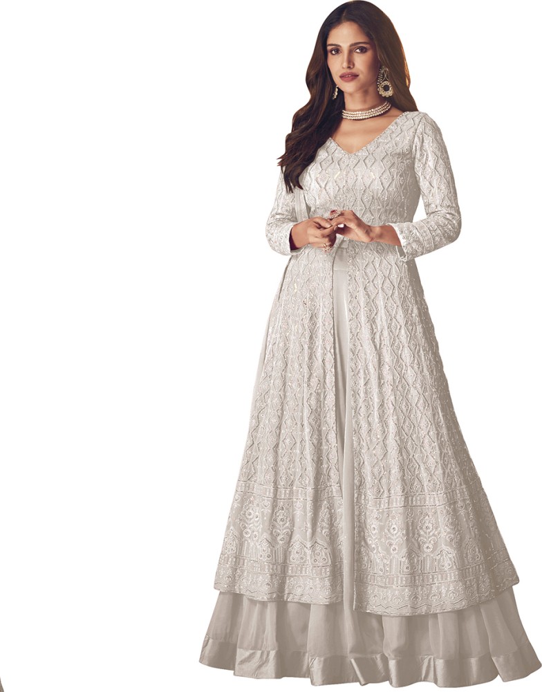 White anarkali hot sale dress flipkart