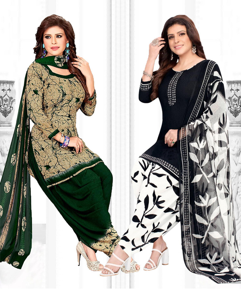 Nirvaan Crepe Floral Print Salwar Suit Material Price in India Buy Nirvaan Crepe Floral Print Salwar Suit Material online at Flipkart