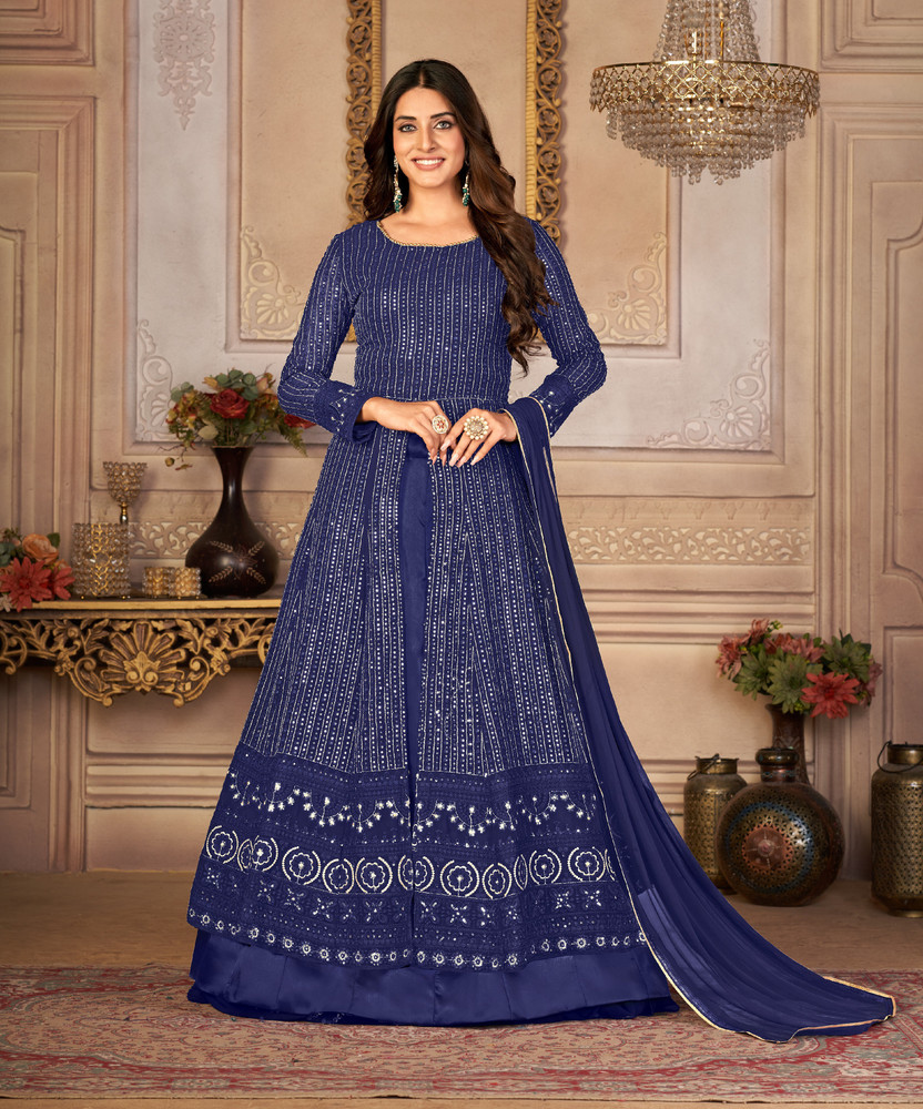 Divine Exim Georgette Embroidered Gown Anarkali Kurta Bottom Material Price in India Buy Divine Exim Georgette Embroidered Gown Anarkali Kurta Bottom Material online at Flipkart