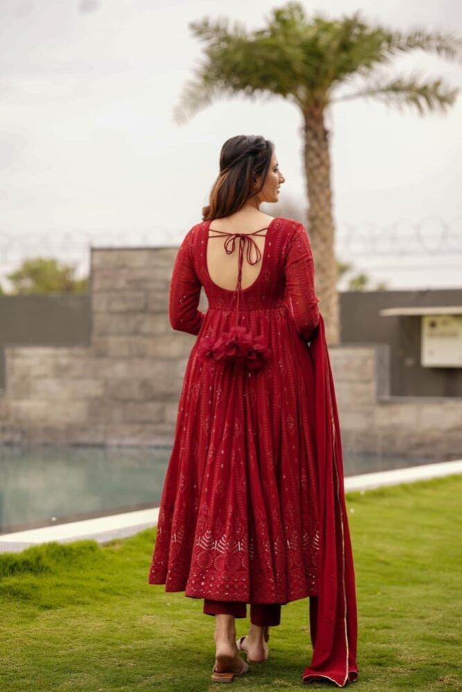 Backless hot sale anarkali suit