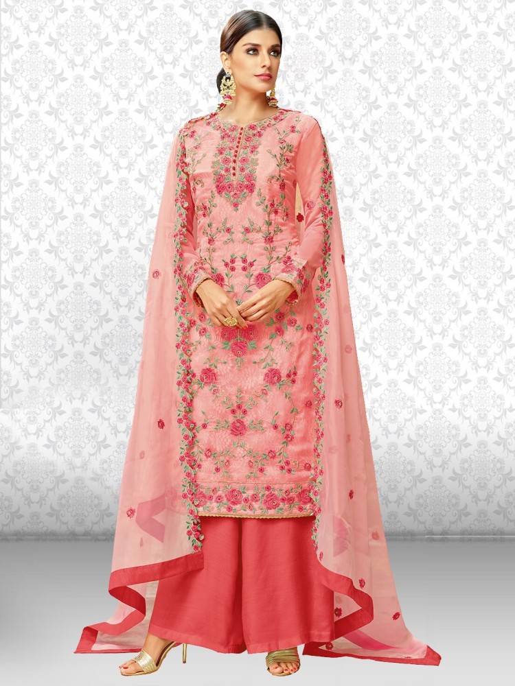 Divastri Organza Embroidered Kurta & Palazzo Material Price in