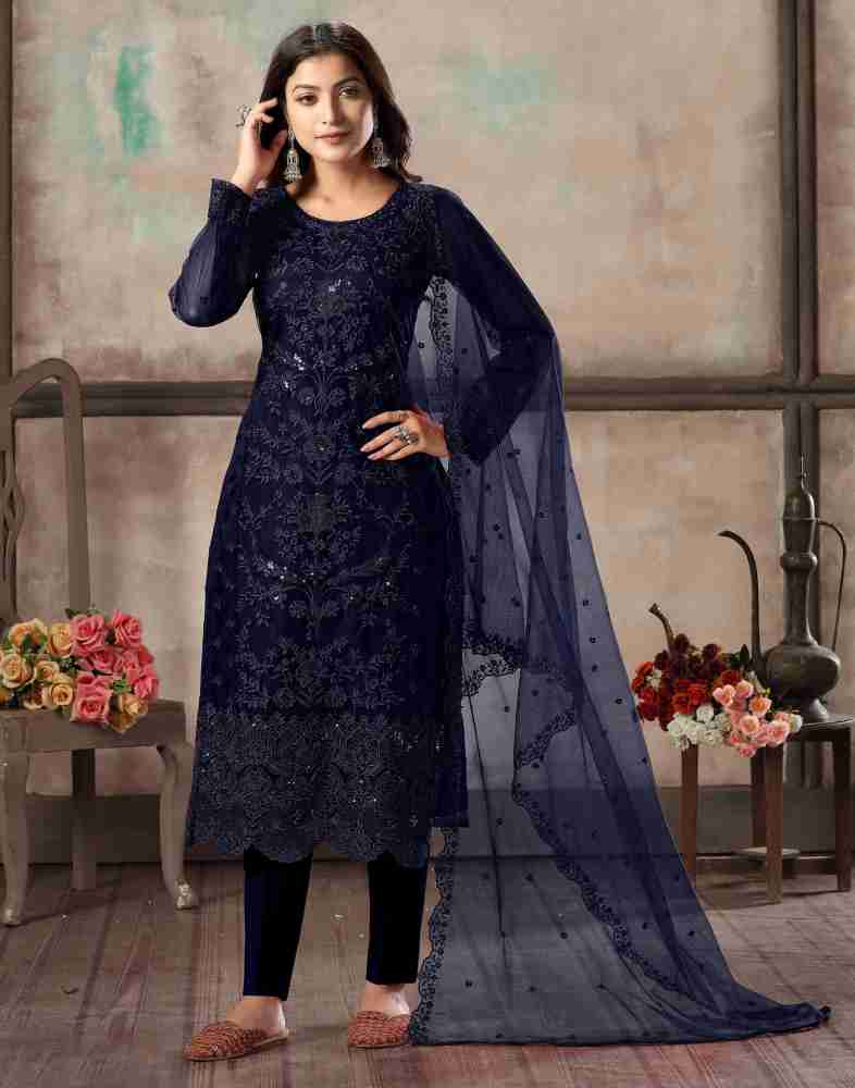 Black Net Embroidered Trendy Salwar Kameez