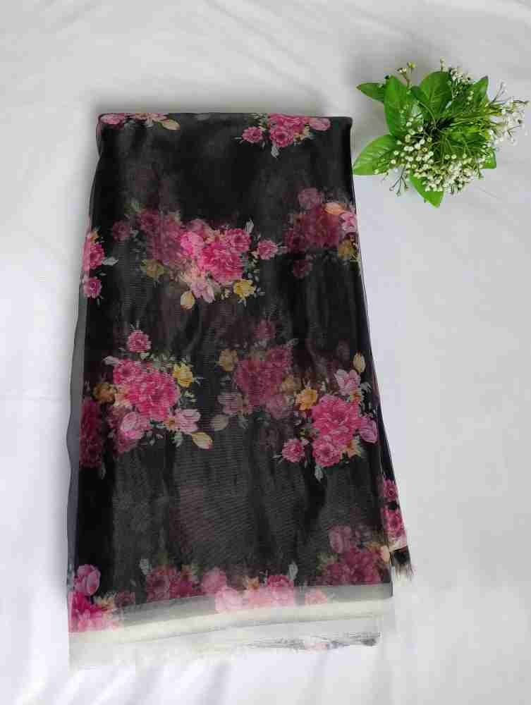 SAP STYLE Organza Floral Print, Printed Multi-purpose Fabric Price