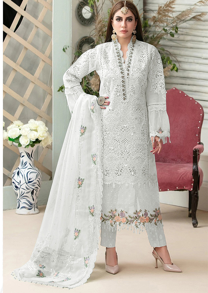 IYALAFAB Net Lace Embroidered Salwar Suit Material