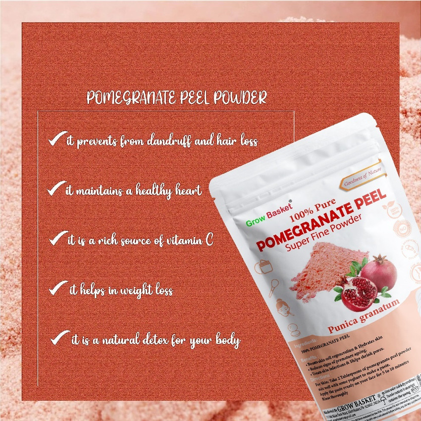 Grow Basket Pomegranate Peel Powder Punica Granatum Anar Peel Powder For Face Hair Pack Price in India Buy Grow Basket Pomegranate Peel Powder Punica Granatum Anar Peel Powder For Face Hair Pack Onlin...
