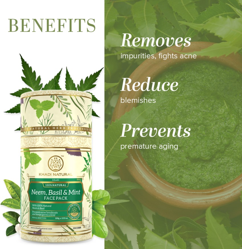 KHADI NATURAL Neem Basil Mint Face Pack Prevents Acne