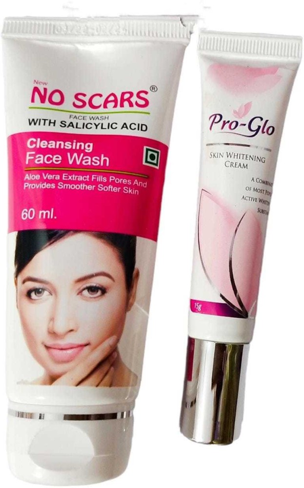 NO SCARS 1 FACE WASH 1 PRO GLOW SKIN WHITENING CREAM Face Wash