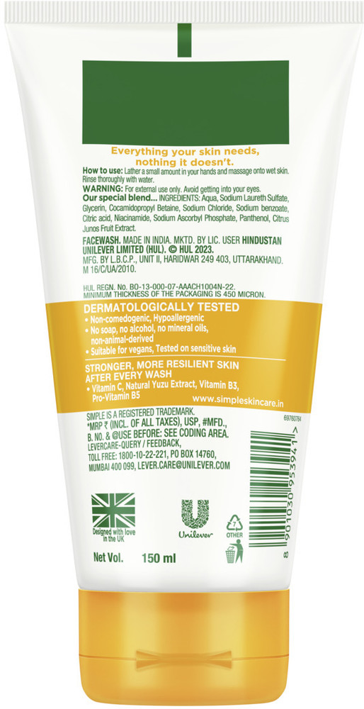 Simple face wash ingredients sales