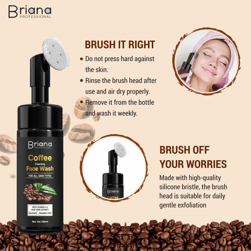 Briana Professional Coffee Brightening Foaming with Silicon Face