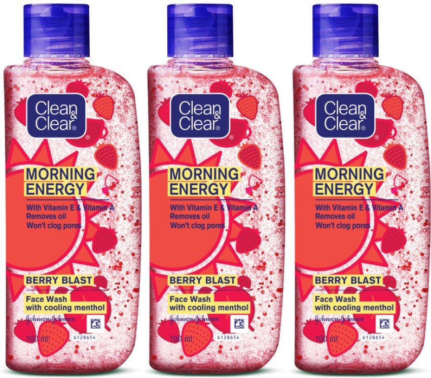 Lot Clean & and Clear Morning Energy Face Wash Berry Blast Lemon Fresh Aqua