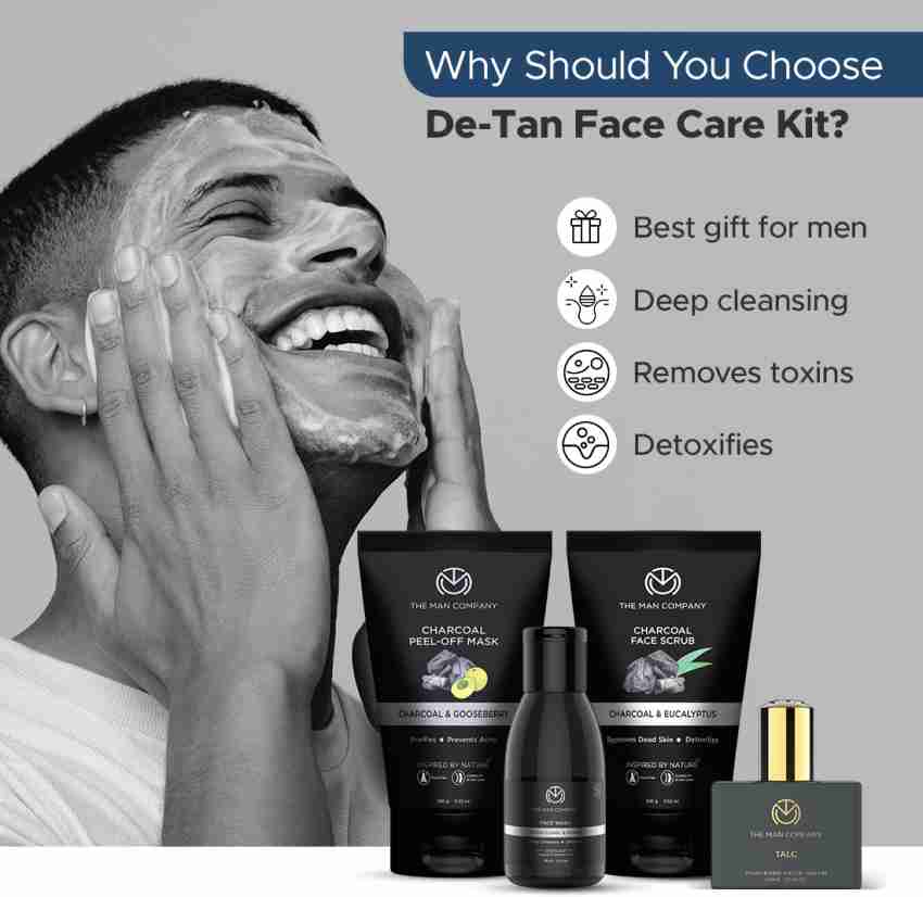 THE MAN COMPANY Tan Removal Face Care Kit of Charcoal Peel off Mask, Scrub,  Face Wash & Talc EDP - Price in India, Buy THE MAN COMPANY Tan Removal Face  Care Kit