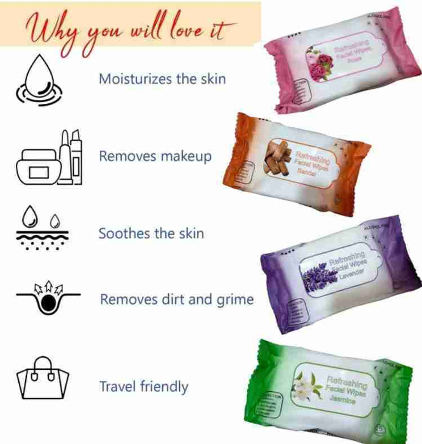 D Top 100 Natural Pure Soft Facial Wet Wipes for men women