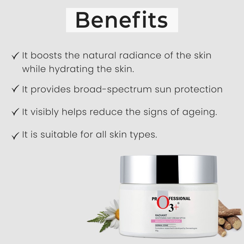 O3 Radiant Whitening Day Cream SPF 30 Price in India Buy O3