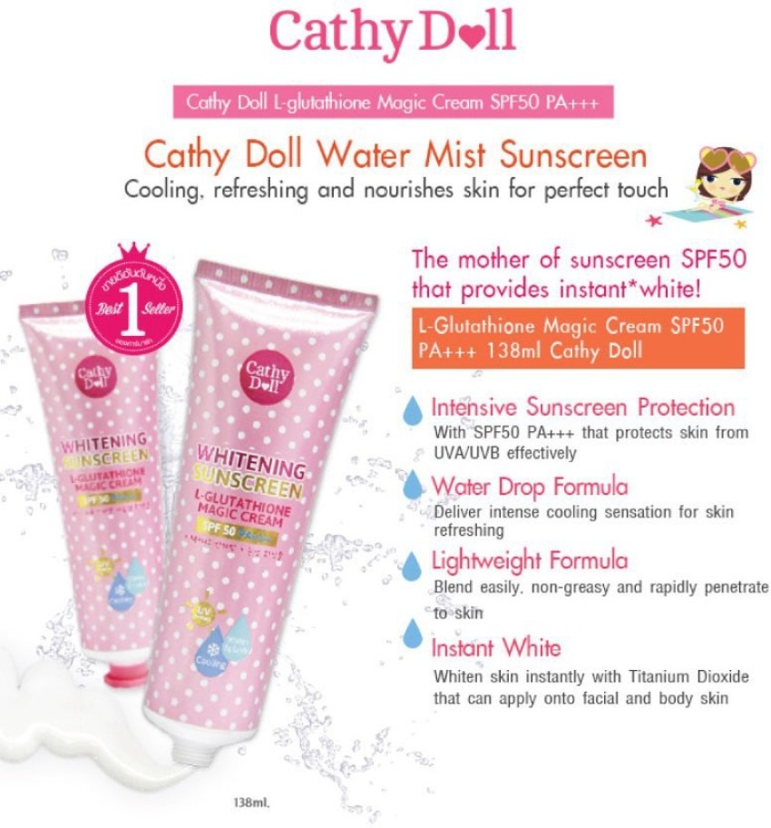 CATHY DOLL Whitening Sunscreen L glutathione Magic Cream SPF50PA