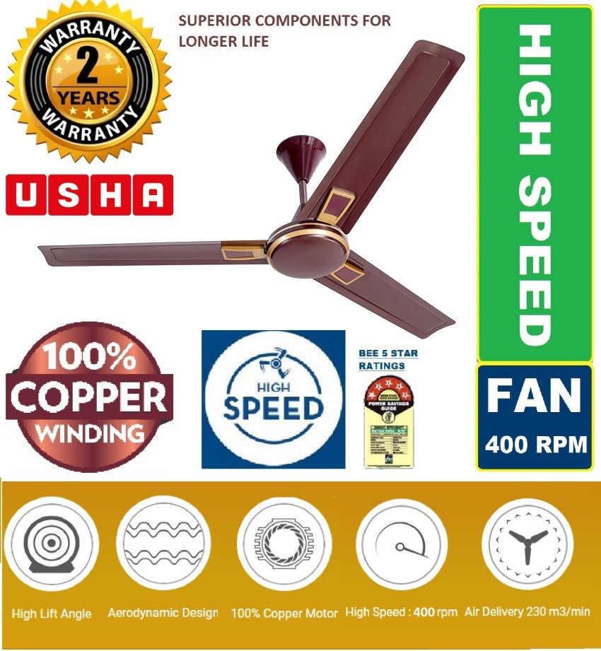 White Usha Infinity Ceiling Fan, Fan Speed: 350 Rpm, Power: 75 W
